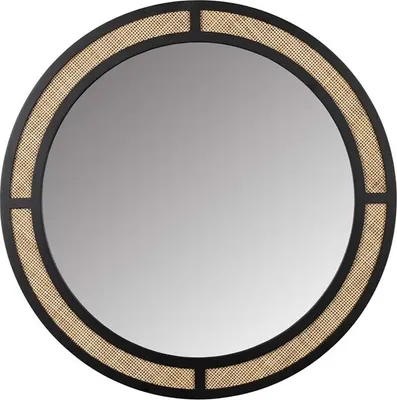 Produktbild von Aida Round Wandspiegel Ø76cm Schwarz / Braun