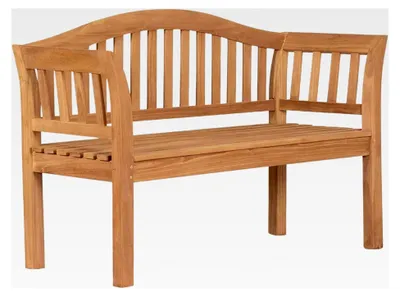 Produktbild von Gartenbank Wave aus Teakholz | Holzbank mit Rückenlehne | Friesenbank für den Außenbereich | 2-Sitzer 128x53x85 cm | Massive und wetterfeste Sitzbank für Garten, Balkon und Terrasse | Parkbank zum Entspannen