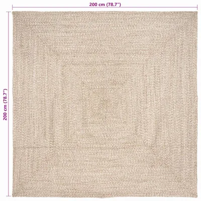 Immagine prodotto di Tappeti vidaXL Naturale e Bianco 200 x 200 cm Iuta