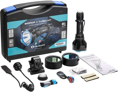 Image de Kit Olight Warrior X Turbo : lampe torche LED rechargeable avec de nombreux accessoires, 1 100 lumens et une portée de 1 000 mètres
