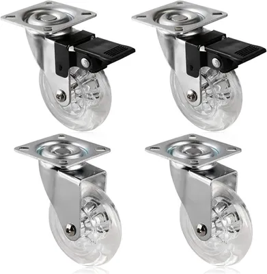 Produktbild von 4 x 75 mm Lenkrollen für Möbel mit Bremsen, Tragfähigkeit 100 kg