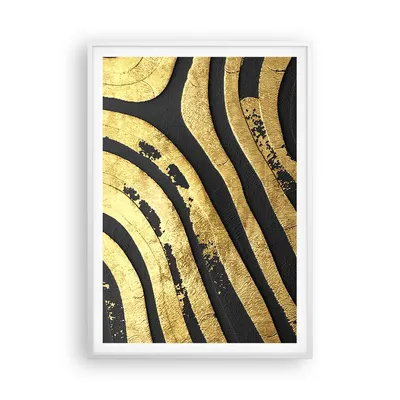 Produktbild von Gerahmtes Poster - Weißer Rahmen - Abstraktion dreidimensional Gold - 70x100 cm - Wand Bild - Wanddeko - Wandbilder - Kunstposter - Wandposter - Bilderrahmen - Bilder - Kunstdruck - P2WPA70x100-4461
