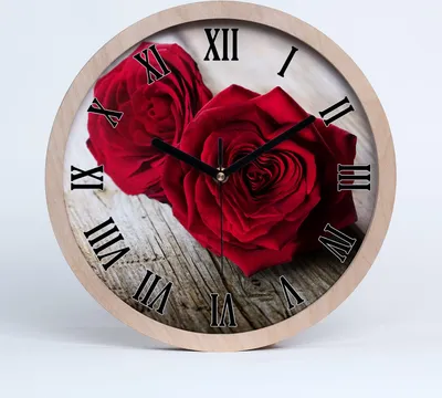 Produktbild von Holzuhr 25fi cm wanduhr - schwarze Spitzen - Rosen auf Holz