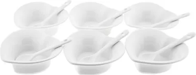 Produktbild von Weissberg 6er-Set Schalen aus hochwertigem Porzellan mit Löffel, herzförmig