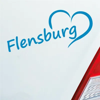 Produktbild von Auto Aufkleber Flensburg Herz Stadt City Liebe Love 18,5x8 cm Hellblau Sticker Heckscheibenaufkleber