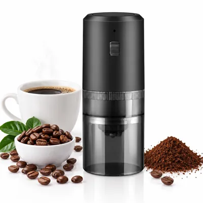 Produktbild von Elektrische Kaffeemühle mit Keramikmahlwerk, Akku & USB-C, einstellbarer Mahlgrad, kabellos, 25–30 g, kompakte Kaffeemühle für Reise, Büro & Zuhause