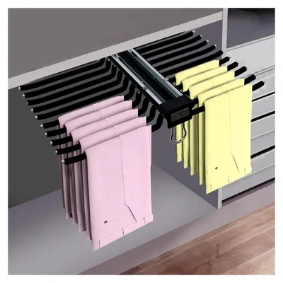 Produktbild von Ausziehbarer Hosenständer mit 22 Stangen, ausziehbar, rutschfest, platzsparend, für Schrank, Waschküche, Aufbewahrungsbereich (schwarz)