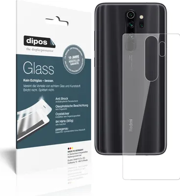 Produktbild von 1x Schutzfolie für Xiaomi Redmi Note 8 Pro Rückseite - Anti-Shock 9H Folie dipos Glass Kunststoffglas
