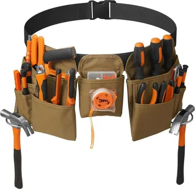 Produktbild von Werkzeuggürteltasche, Werkzeuggürtel Gürtel, Nageltasche, Hammerhalter, für Handwerker Elektriker Dachdecker Robust Verstellbar Oxford
