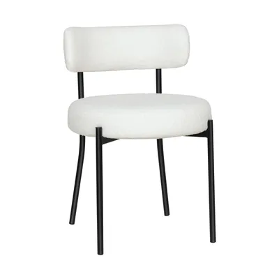 Produktbild von Puluomis Esszimmerstühle 8er Sets Küchenstühle Polsterstuhl mit Rücklehne, Abnehmbarer Überzug, Wolle Boucle weiß