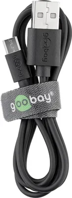 Produktbild von Goobay Micro USB Schnelllade- und Synchronisationskabel, Schwarz, 1 m - für Android-Geräte, Schwarz