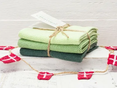 Produktbild von Solwang Wischtuch DUNKEL STAUBIG GRÜN KOMBI gestrickt 3er Set Küchentuch Putzen