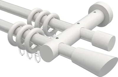 Produktbild von Interdeco Gardinenstange / Vorhangstange Weiß, Typ Talena Bero (Konus Schräge), 20 mm Ø 2-läufig, 360 cm