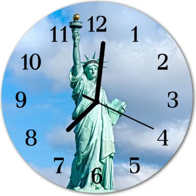 Produktbild von Glasuhr Wanduhr Küchenuhr Echt-Glas 30fi cm Freiheitsstatue blau