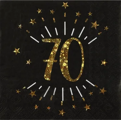 Produktbild von 10 Servietten Geburtstag 70 gold schwarz