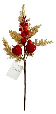 Produktbild von Künstliche Tannenzweige mit roten Beeren, 12 Stück für die Weihnachtsdekoration