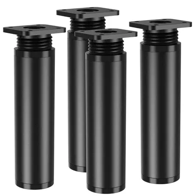 Obrázek produktu pro Sada čtyř nastavitelných nohou pro nábytek, výška 10-12 cm, barva černá, nosnost až 100 kg