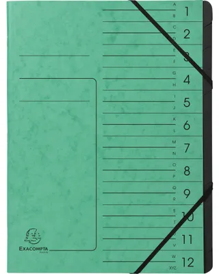 Image de Exacompta 10x Trieur agrafé noir 12 compartiments A4 Vert 541203E
