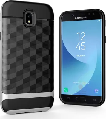 Produktbild von Hülle für Samsung Galaxy J3 2017 Backcover Case Handy Schutzhülle - Cover 3D Prisma Design Silber
