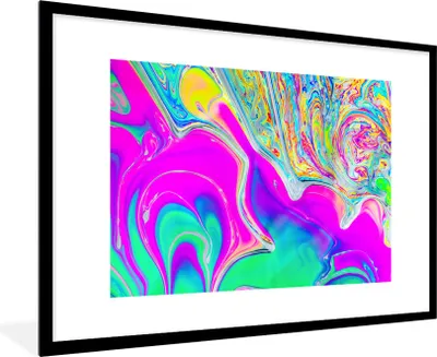 Produktbild von MuchoWow® Gerahmtes Poster Kunst - Farben - Psychedelisch 90x60 cm - Poster mit Schwarzem Bilderrahmen Wandposter Rahmen Foto Bilder - Wanddekoration - Fotos