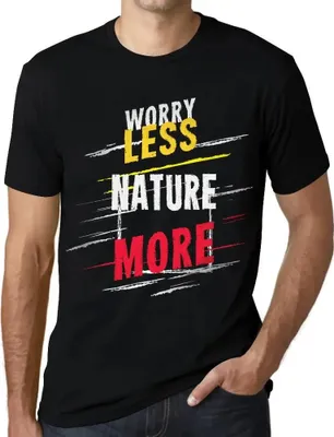 Produktbild von Herren Grafik T-Shirt Weniger Sorgen mehr Natur – Worry Less Nature More – Öko-Verantwortlich Vintage Jahrgang Kurzarm Lustige Druck Geburtstag
