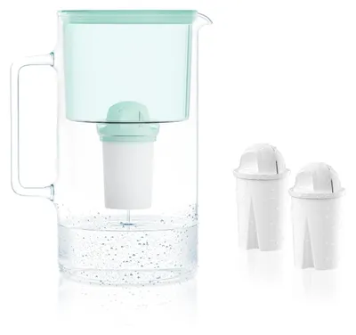 Wasserfilterkanne 3l, Glas, Mint, inkl. 2 Filter