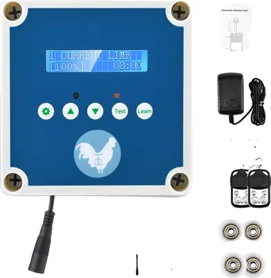 Immagine prodotto di Set porta per pollaio, funzionamento automatico, facile da installare, blu
