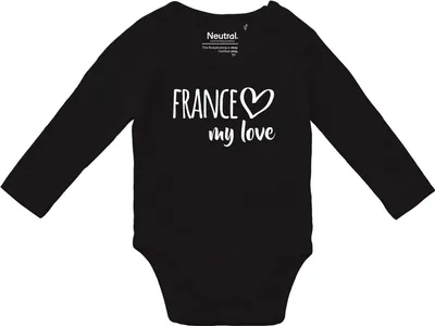 Produktbild von Huuraa Baby Body France my love 80 Black  Baumwolle Fairtrade Langarmbody Geschenkidee