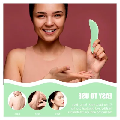 Produktbild von 2-teiliges Jade Gua Sha Massage Set für Gesicht und Körper
