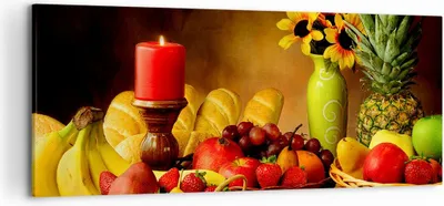 Produktbild von Bild auf Leinwand - Leinwandbild - Banane Korb Essen Früchte - 120x50cm - Wand Bild - Wanddeko - Leinwanddruck - Bilder - Kunstdruck - Wanddekoration - Leinwand bilder - Wandkunst - AB120x50-0462