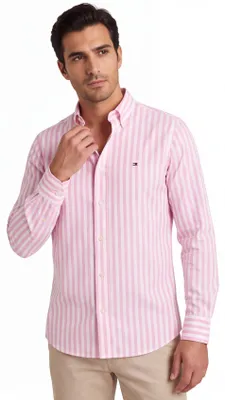Produktbild von Tommy Hilfiger Hemd gestreift rosa Regular Fit Baumwolle