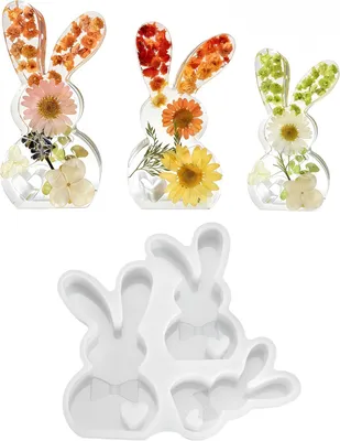 Produktbild von Silikonform für einen Osterhasen, 3-in-1-Osterhasen-Gussform, 3D-Osterhasen-Gussform für DIY-Osterdekorationen und Bastelarbeiten