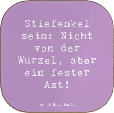 Produktbild von Mr. & Mrs. Panda Tischuntersetzer Spruch Stiefenkel - Lavendeltraum - Geschenk, gläseruntersetzer, Untersetzer Gläser, bieruntersetzer, Coaster, Patchworkfamilie, für