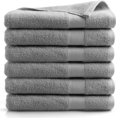 Produktbild von DoubleDry Hotel Kollektion Badetücher Set - 6 Teilig - 100% Baumwolle - 500 g/m² - Weich - 70x140 cm - Hell Grau
