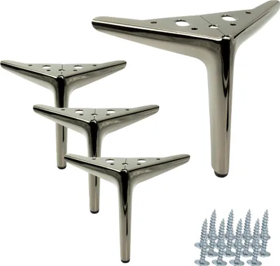 Produktbild von Elegantes 4er-Set Möbelbeine Anker, Schwarz-Chrom, 15 cm – Stilvolle, minimalistische Metallfüße für eine edle Wohnatmosphäre.