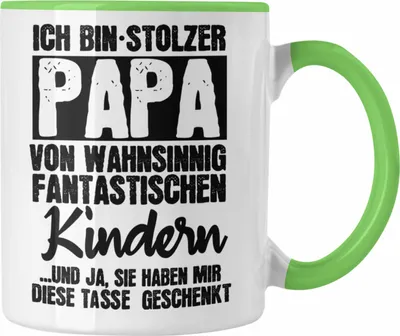 Produktbild von Trendation - Vater Papa Tasse Geschenk Lustiger Spruch Stolzer Papa Von Fantastischen Kindern Geschenkidee Geburtstag (Grün)