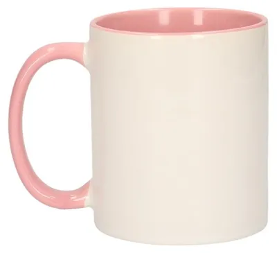 Produktbild von Kaffeebecher / Teetasse - 300 ml - Weis/Rosa - Keramik