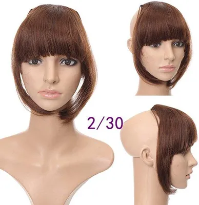 Produktbild von Braune Haarpracht mit Bartstoppeln, dicker Pony für Damen, modische Einzelpartie Faux-Pony