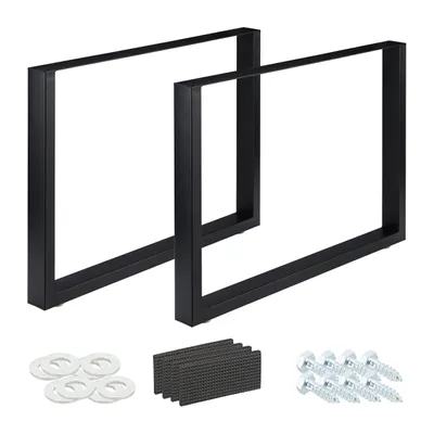 Produktbild von Relaxdays Tischkufen 2er Set, BxH: 100x72 cm, Metall Tischbeine Schreibtisch, Esstisch, Couchtisch, Industrial, schwarz