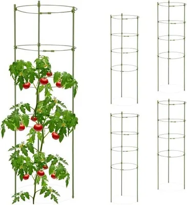 Image de Lot de 5 treillis ronds pour tomates, 90 cm