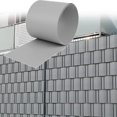 Obrázek produktu pro XINZI 10x prémiové tvrdé PVC pásky pro dvojité mříže, ochrana soukromí pro plot, balkon, zahradní plot, velmi stabilní, 2,5 m x 19 cm (šedá)