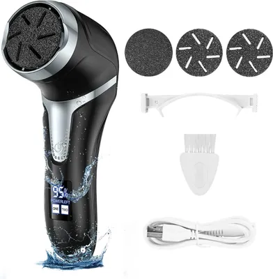 Produktbild von INF Elektrische Vakuum Hornhautentferner Fußfeile - USB Wiederaufladbares Pediküre Set Schwarz