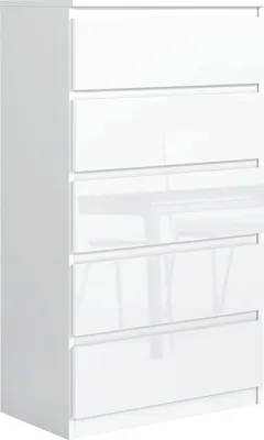 Produktbild von Mobelsta Kommode, Schrank mit Schubladen, Modernes Sideboard, Schubladenschrank, Kommodenschrank, Weiß  & Hochglanz 70x39x124, 5 cm