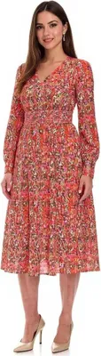 Produktbild von Bonprix Damen Kleid mit V-Ausschnitt und buntem Druck Größe: S