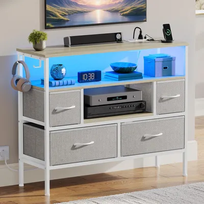 Obrázek produktu pro Komoda se zásuvkami a LED osvětlením - Světle šedá