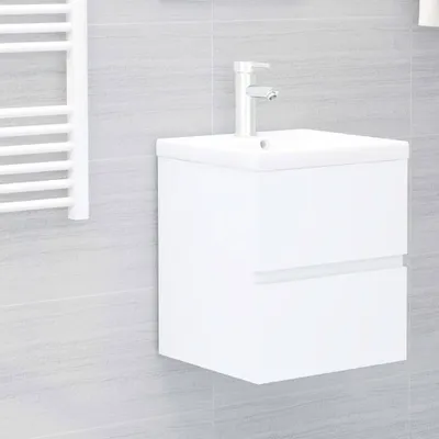 Imagen del producto de El mueble bajo lavabo "The Living Store" con lavabo integrado, color blanco, fabricado en material de madera