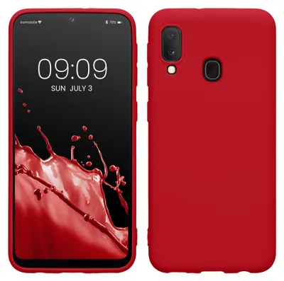 Produktbild von kwmobile Hülle für Samsung Galaxy A20e TPU Case - Handyhülle unterstützt kabelloses Laden, flexible Schutzhülle, gummiertes Cover in Klassisch Rot