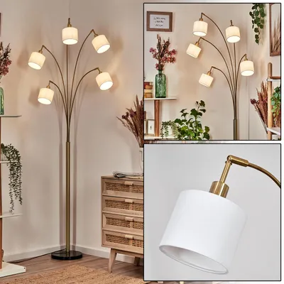 Produktbild von Schiavonea Stehlampe aus Metall/Stoff in Schwarz/Messing gebürstet/Weiß