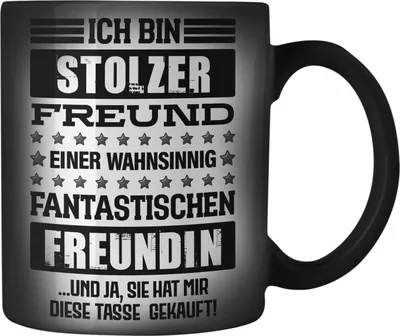 Produktbild von Trendation - Geschenk für Freund von Freundin Farbwechsel Zauber-Tasse Lustig Geburtstag Weihnachten Lustig Stolzer Freund (Schwarz)