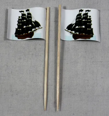 Produktbild von Party-Picker Flagge Pirat (6) Piratenschiff Papierfähnchen in Spitzenqualität 25 Stück Beutel